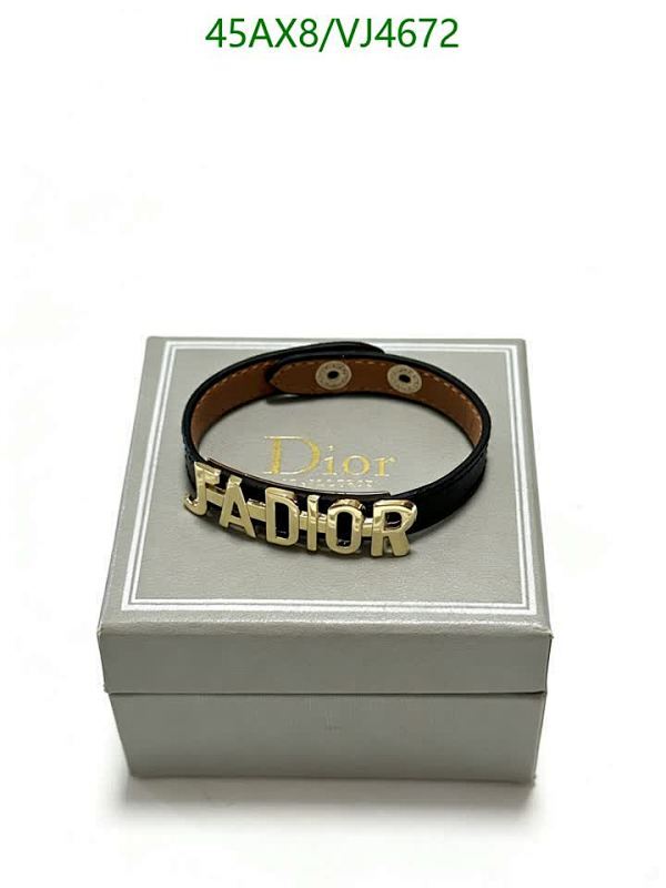 Dior J'Adior Leather Bracelet - Elegant Black & Gold Statement Jewelry