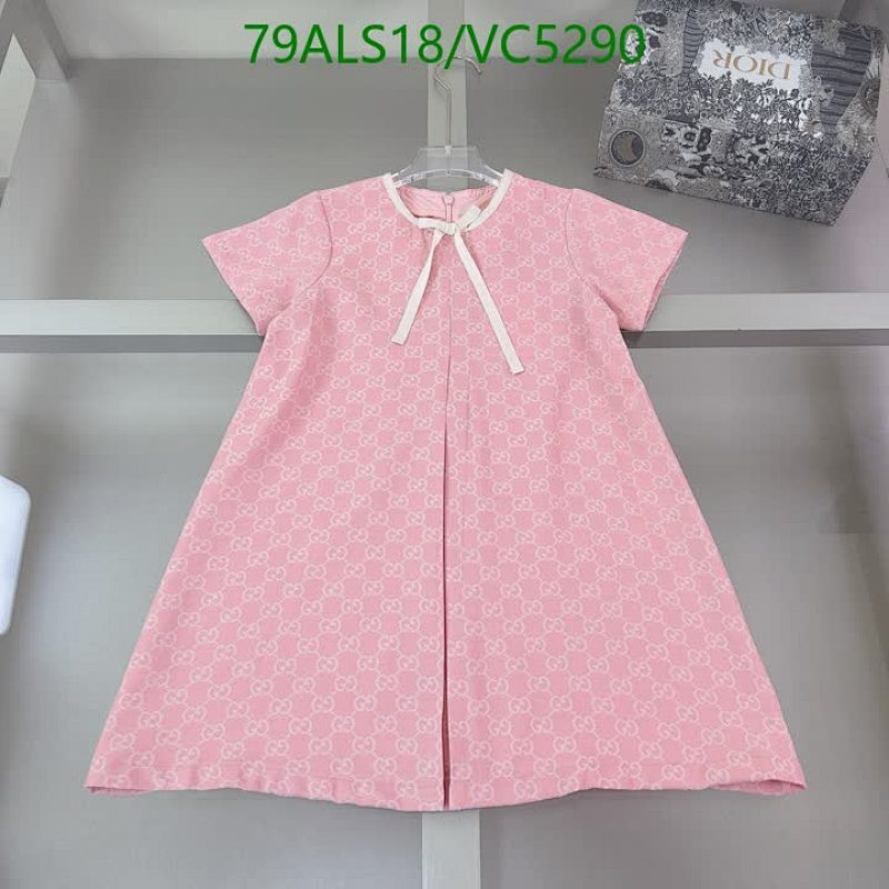 Gucci Kids' Pink GG Monogram Cotton Dress with Bow Detail - Sizes 90-160cm