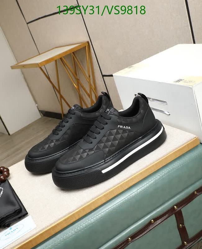 Prada Men's Black Calf Leather & Canvas Low-Top Sneakers