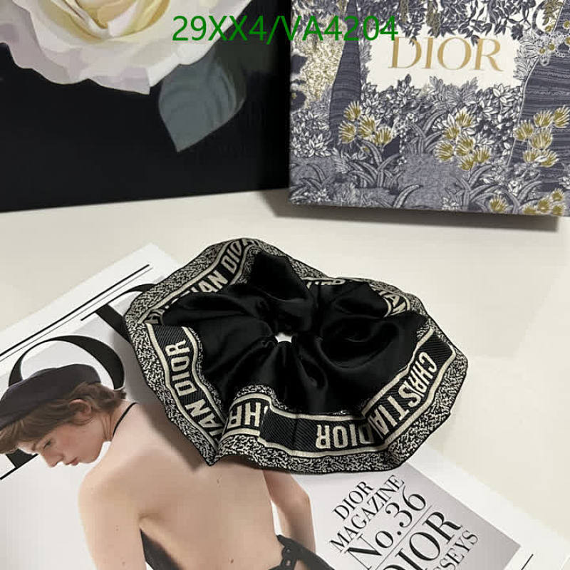 Dior Black Silk Scrunchie with Christian Dior J'Adior Logo Detail