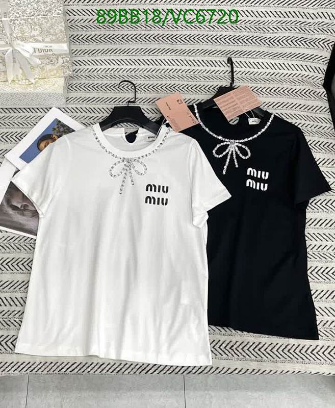 Miu Miu Crystal-Embellished Cotton T-Shirt - Elegant Short Sleeve Tops