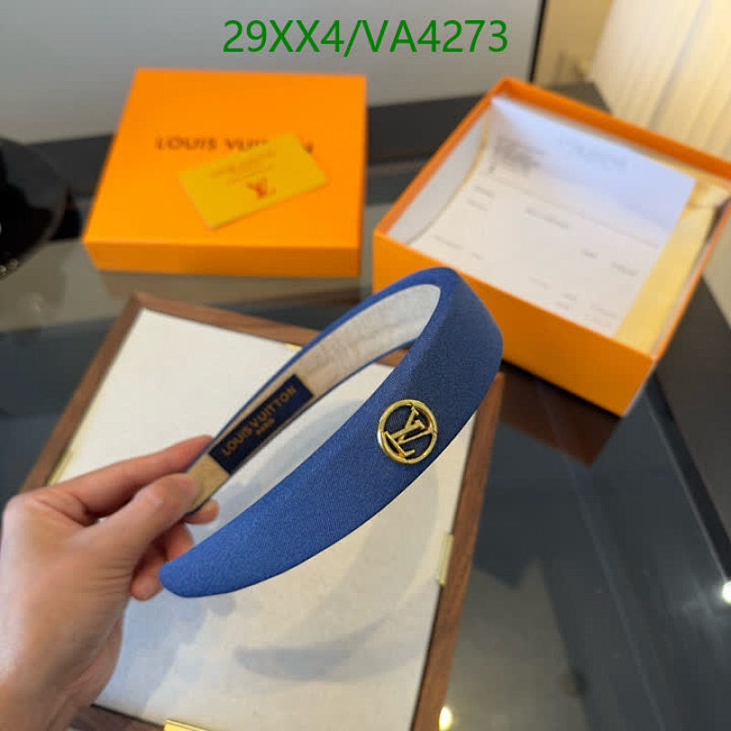 Louis Vuitton Blue Headband with Signature LV Logo for Stylish Hair