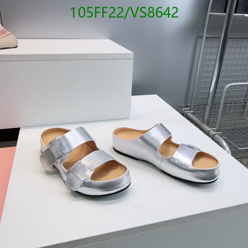 Miu Miu Women's Silver Leather Double Strap Slide Sandals
