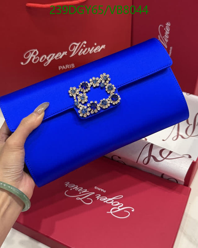 Roger Vivier Embellished Blue Satin Clutch Bag