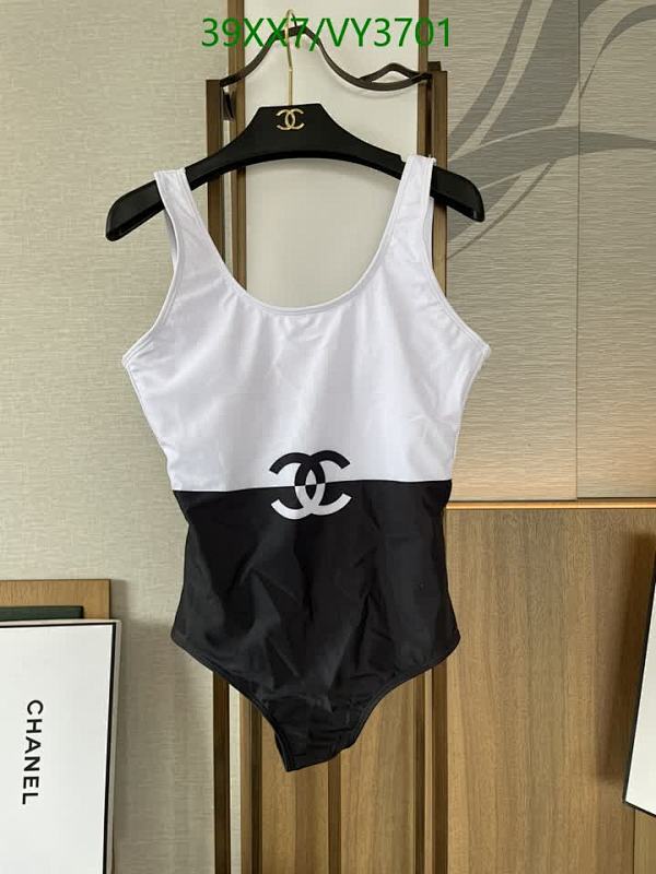 Chanel Two-Tone Logo One-Piece Swimsuit for Women - Stylish Beachwear