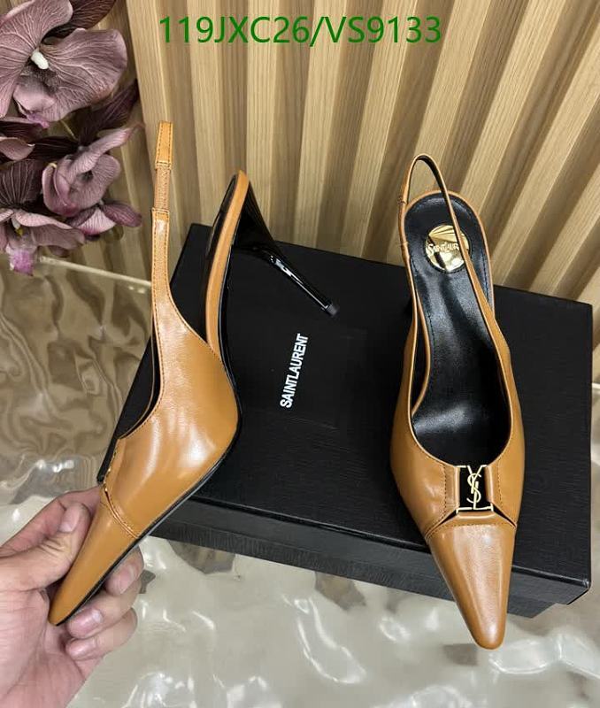 Yves Saint Laurent Women's Slingback Pointed Toe Heels - Tan Leather