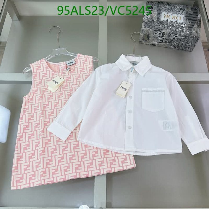 Fendi Kids' FF Logo Dress & White Shirt Set - Stylish Children's Apparel