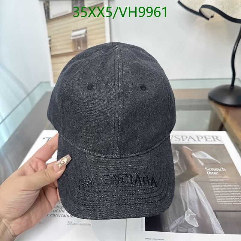 Balenciaga Washed Denim Baseball Cap - Black with Embroidered Logo