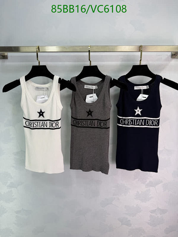 Dior Women's Ribbed Knit Tank Top with Star & Logo Detail - S-L