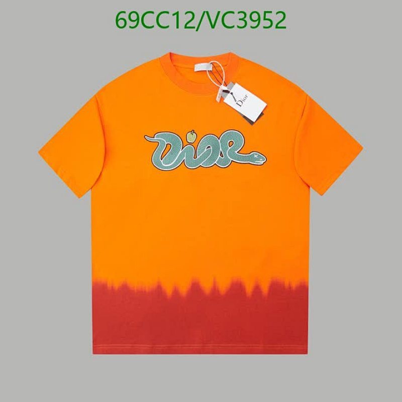 Dior Men's Tie-Dye Cotton Tee with Snake Logo - Vibrant Orange & Red