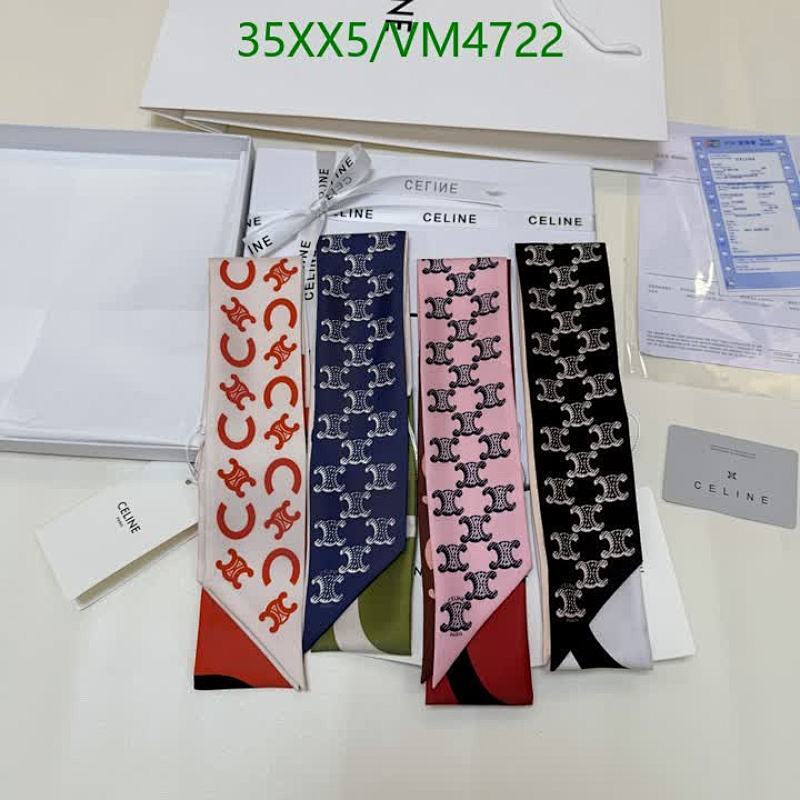 Celine Triomphe Pattern Silk Twilly Scarf - Versatile & Elegant Hair Tie/Bag Handle