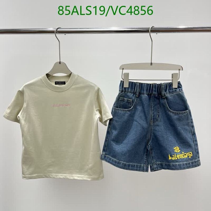 Balenciaga Kids' Cotton T-Shirt & Denim Shorts Set - Stylish Two-Piece Outfit