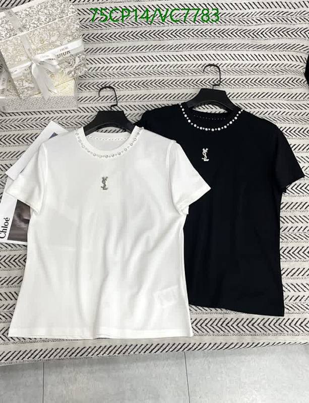 Yves Saint Laurent Women's Cotton T-Shirt with Pearl Embellishment
