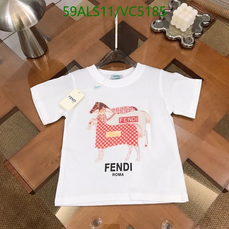 Fendi Kids White Cotton T-Shirt with Horse Print - VC5185