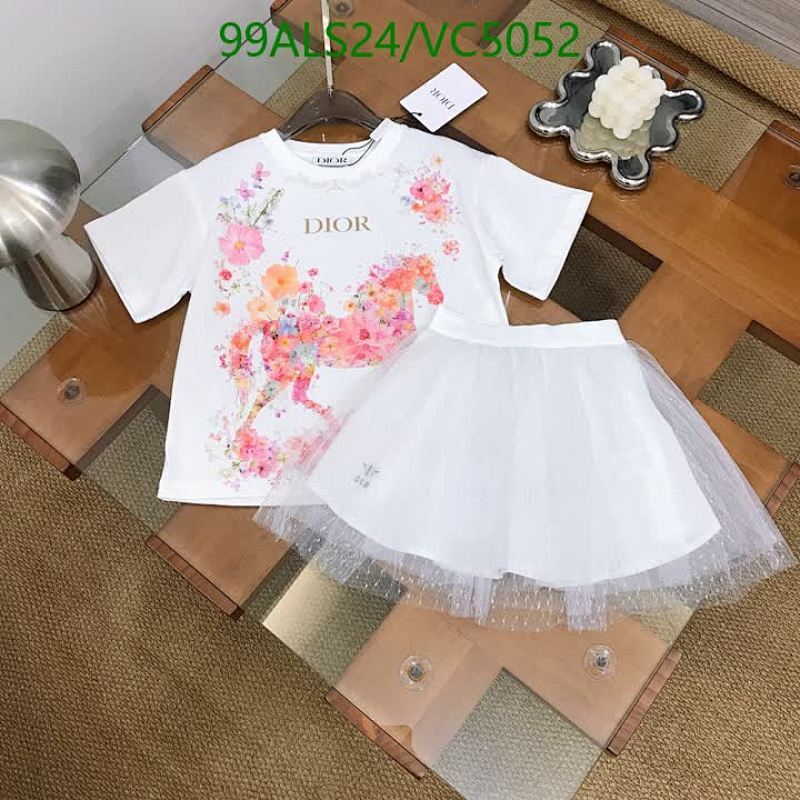 Dior Kids' Floral Unicorn T-Shirt & Tulle Skirt Set - White Cotton Blend