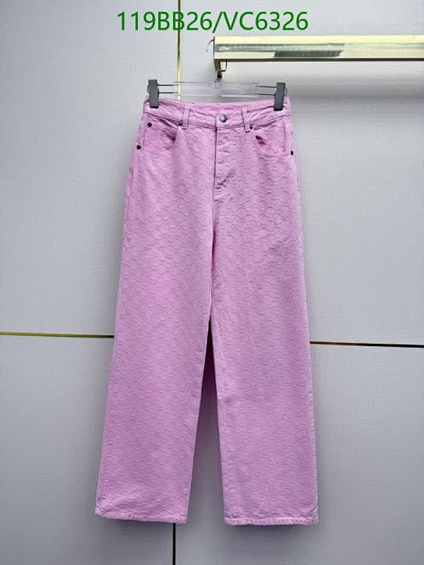 Gucci Women's Pink Embossed Denim Wide-Leg Jeans - VC6326
