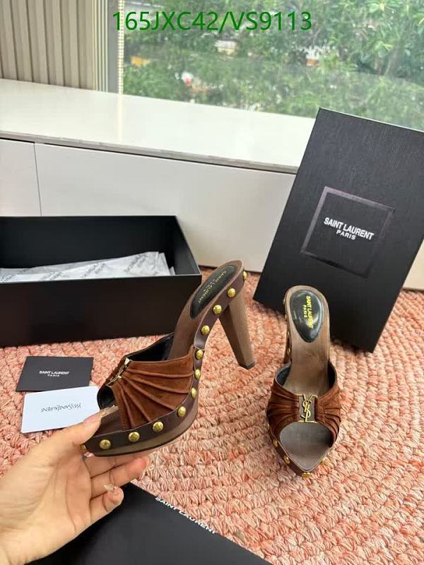 Yves Saint Laurent Women's Brown Suede Studded Mule Heels