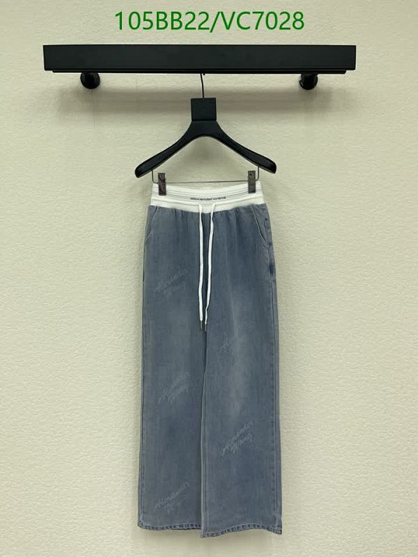 Alexander Wang Women's Denim Wide Leg Pants with Elastic Waistband