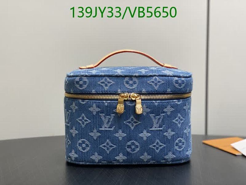 Louis Vuitton Denim Vanity Bag with Monogram Pattern - Stylish & Compact