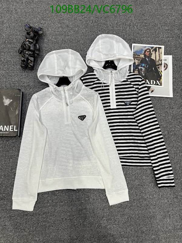 Prada Half-Zip Hooded Sweatshirt for Women - Cotton & Nylon Blend