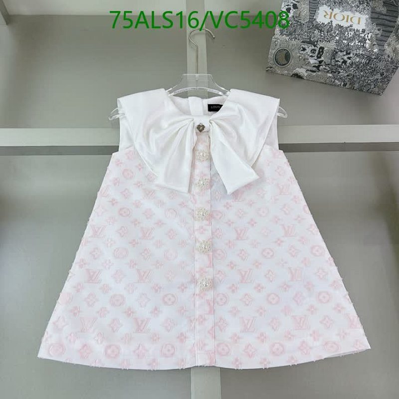 Louis Vuitton Kids' Monogram Dress with Bow Collar - Elegant & Comfortable