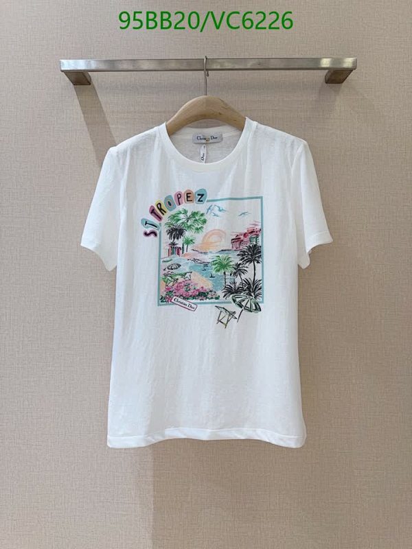 Dior St. Tropez Cotton T-Shirt - White Short Sleeve Top for Women