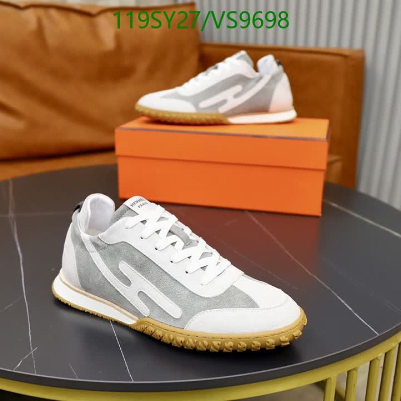 Hermes Men's Calf Leather Sneakers - White/Grey EU 39-45