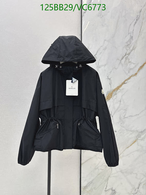 Moncler Women's Lightweight Hooded Windbreaker Jacket - Black Polyester Fiber