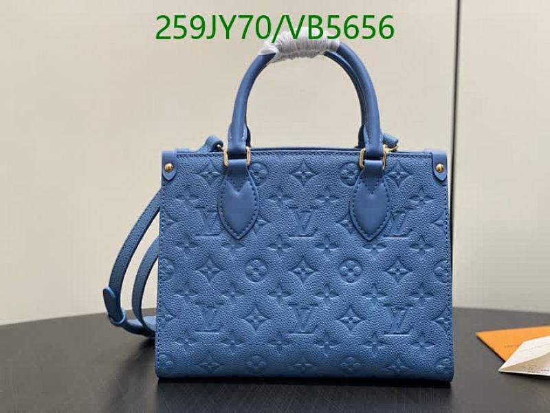 Louis Vuitton Blue Monogram Embossed Top Handle Bag - Genuine Leather Tote