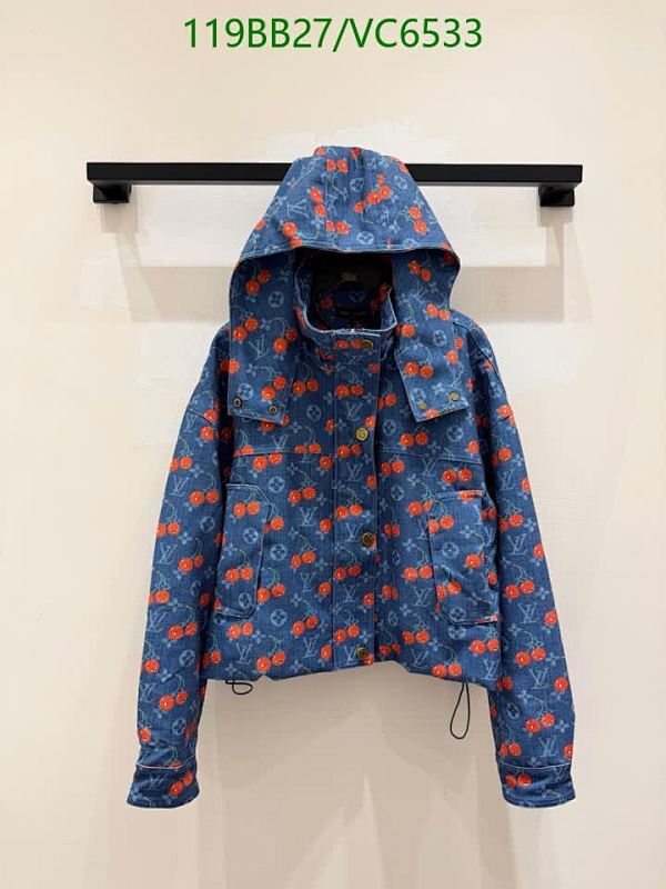 Louis Vuitton Monogram Denim Cherry Print Hooded Jacket for Women