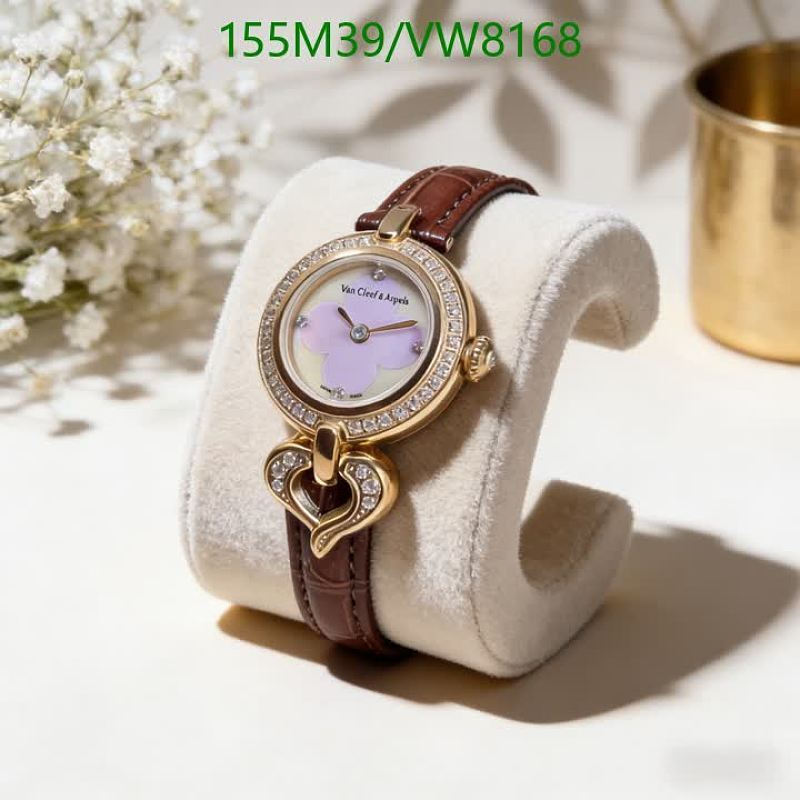 Van Cleef & Arpels Women's Quartz Watch with Sapphire Glass and Leather Strap