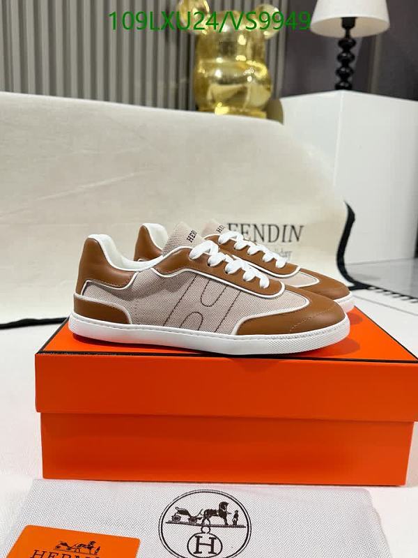 Hermes Women's Oran Beige & Brown Leather Canvas Casual Sneakers