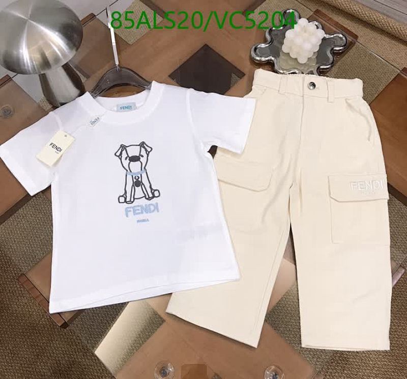 Fendi Kids' Puppy Print Cotton T-Shirt & Cargo Pants Set - VC5204