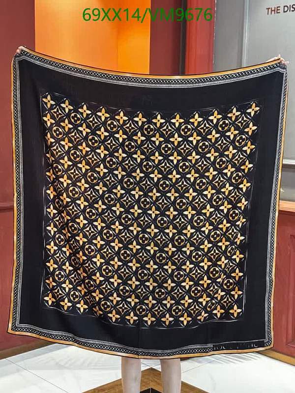 Louis Vuitton Black Monogram Cashmere Silk Scarf 140x140cm