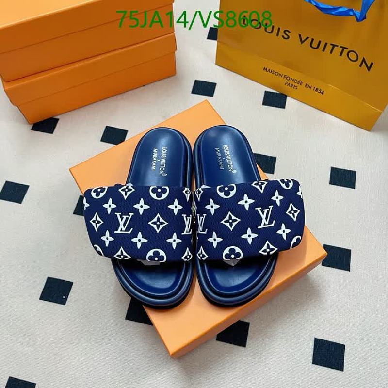 Louis Vuitton Men's Murakami Monogram Slides - Navy Blue Sheepskin