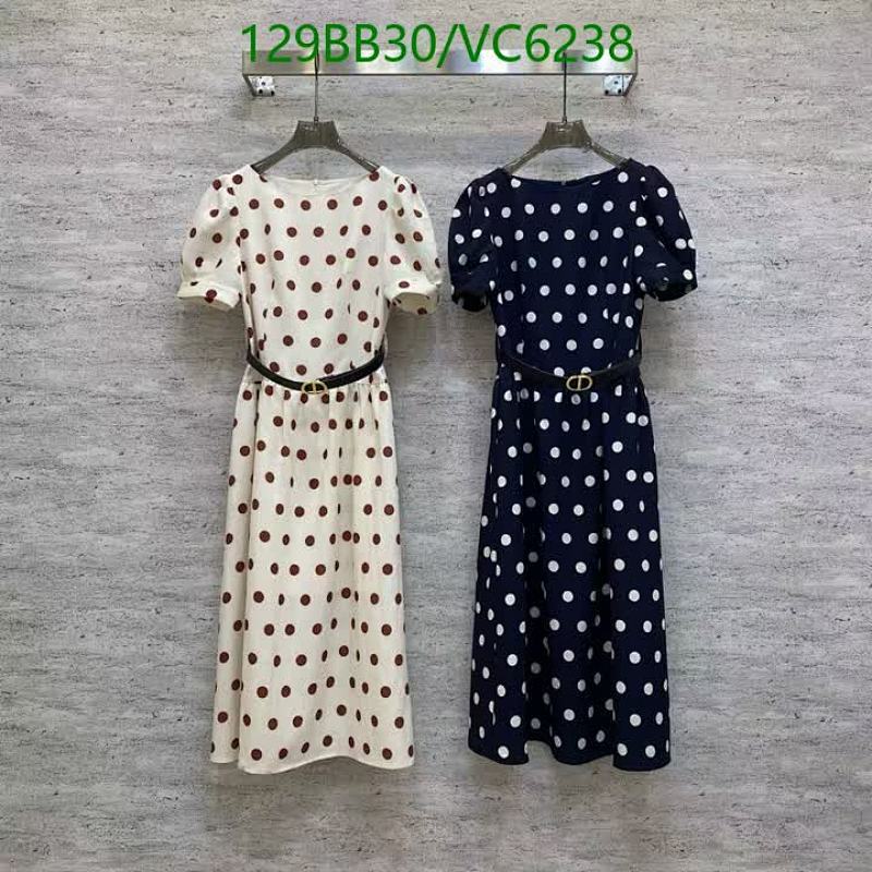 Dior Polka Dot Belted Midi Dress - Elegant Cotton Blend for Women