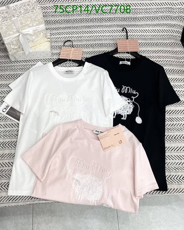 Miu Miu Women's Embroidered Sheep Cotton T-Shirt - Comfortable & Stylish