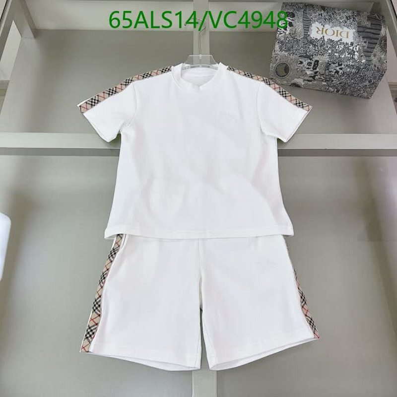 Burberry Kids' Cotton Knitted T-Shirt and Shorts Set - White Check Design