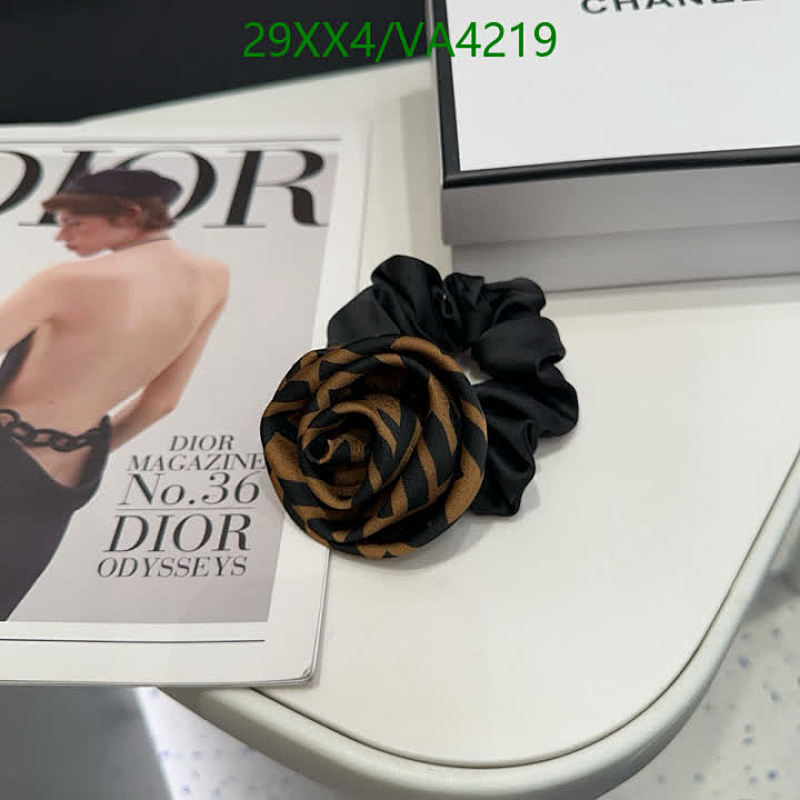Fendi Inspired Black and Brown Patterned Scrunchie with Rose Detail