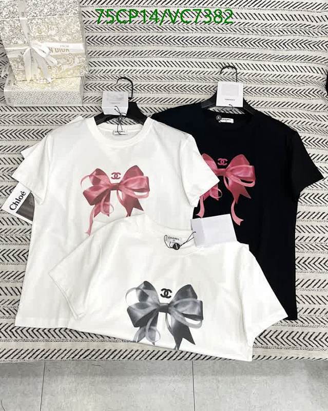 Chanel Bow Graphic Cotton T-Shirt for Women - Classic & Comfortable