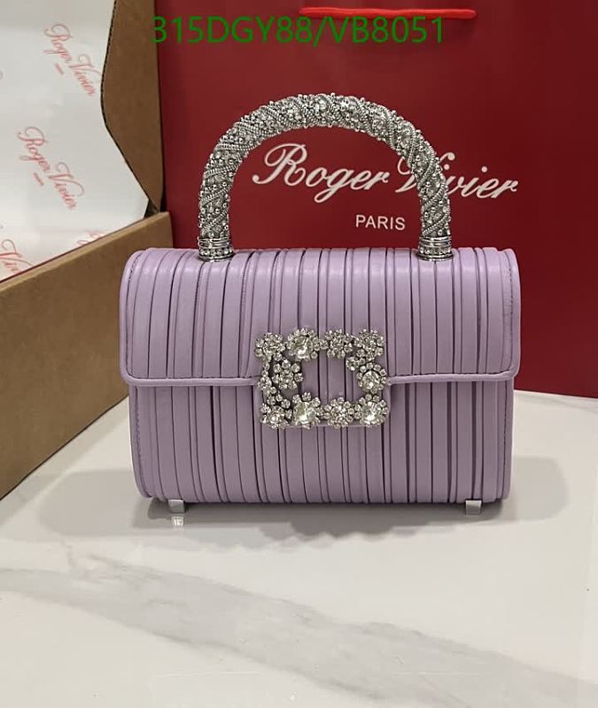 Roger Vivier Sparkling Buckle Pleated Sheepskin Shoulder Bag - Lavender