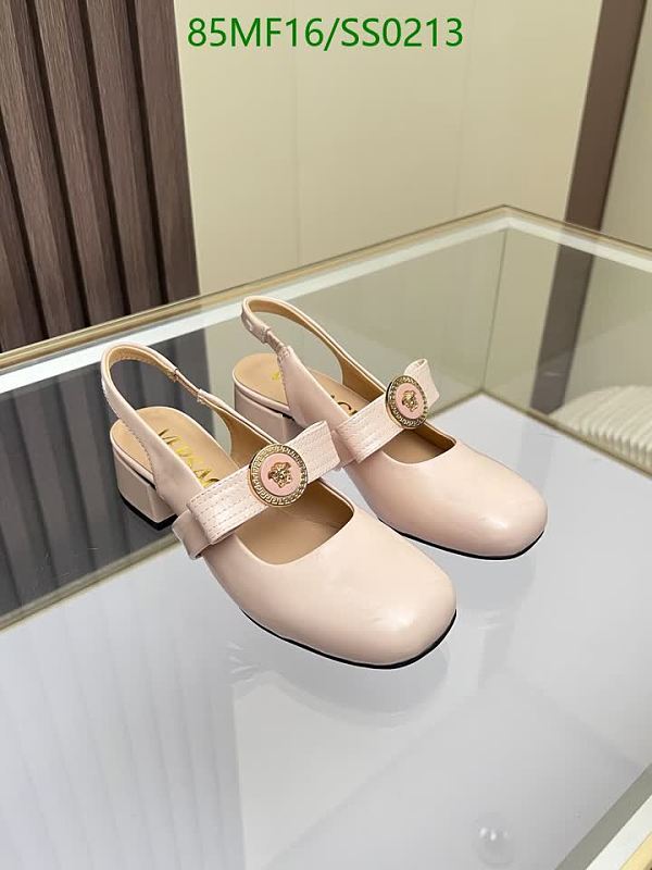 Versace Women's Slingback Block Heel Shoes - Pink Leather