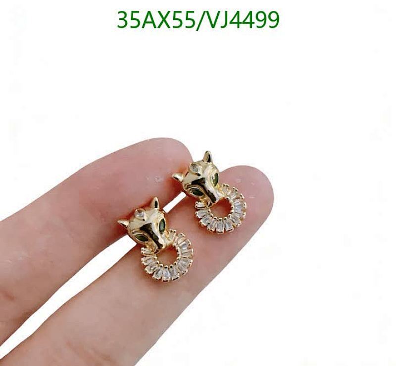 Cartier Panthère de Cartier Stud Earrings with Zirconia - Gold-Tone Elegance