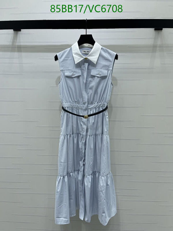 Miu Miu Women's Sleeveless Striped Cotton Midi Dress with Belt