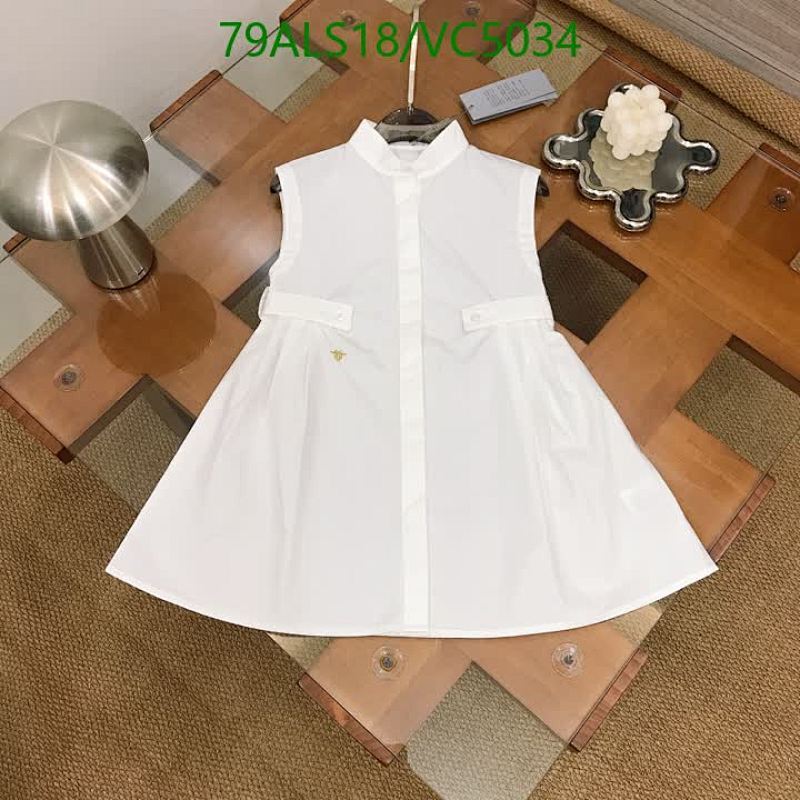 Dior Kids' Sleeveless Shirt Dress - Elegant White Cotton for Young Fashionistas