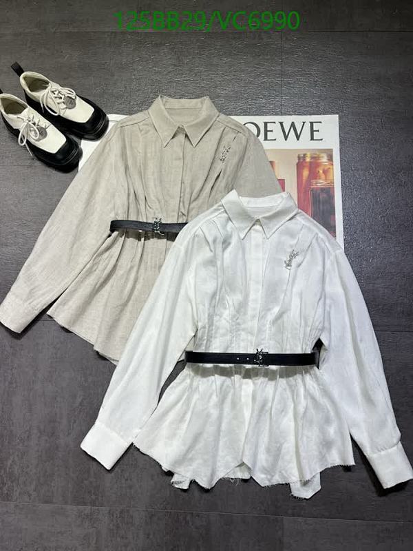 Yves Saint Laurent Linen Blouse with Belt - Elegant Tunic Top for Women