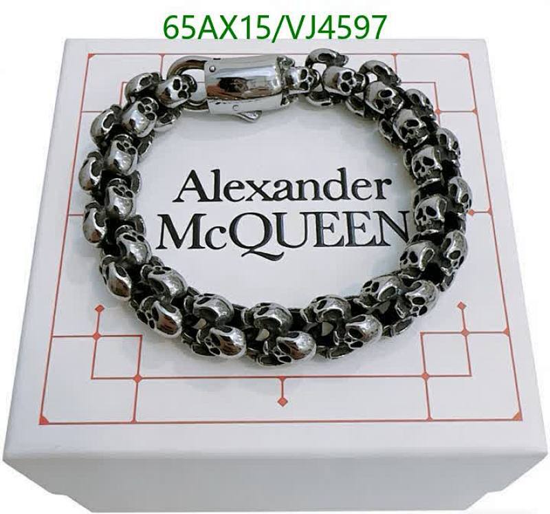Alexander McQueen Skull Motif Double Strand Bracelet - Edgy Silver-Tone Jewelry