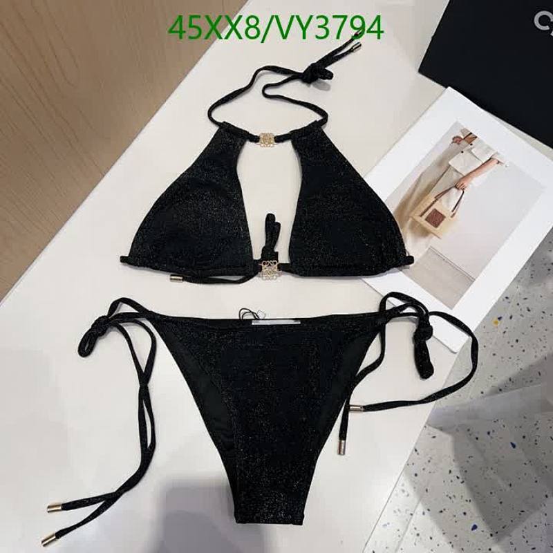 Loewe Women's Black Sparkle Triangle Halter Bikini Swimsuit Set