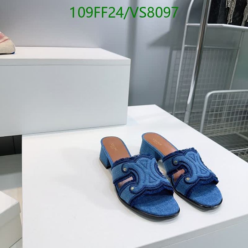 Celine Women's Denim Mule Sandals - Blue Sheepskin Leather Outsole