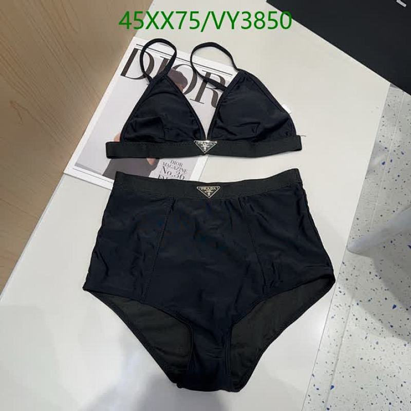 Prada Women's Black Triangle Bikini Set with High-Waisted Bottoms 4 Prada Women's Black Triangle Bikini Set with High-Waisted Bottoms